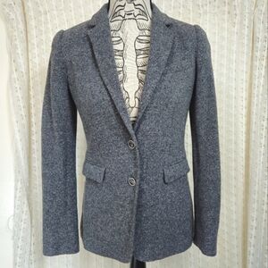 Massimo Dutti Gray Wool Silk Blend Double Button Blazer Size 4